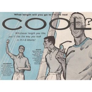 Vintage 1960 Mid Century Men's Fashion HIS Cool Summer Style Beach Print Ad